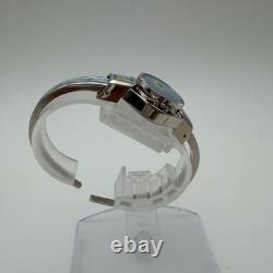 Andre Mouche Swiss Quartz Bangle Watch Blue Enamel Edelweiss Flower New Battery