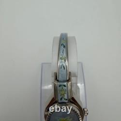 Andre Mouche Swiss Quartz Bangle Watch Blue Enamel Edelweiss Flower New Battery