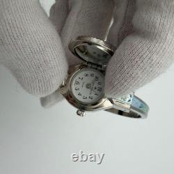 Andre Mouche Swiss Quartz Bangle Watch Blue Enamel Edelweiss Flower New Battery