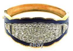 Antique 14k Diamond Sapphires Platinum Enameled Bangle Bracelet Best On Ebay
