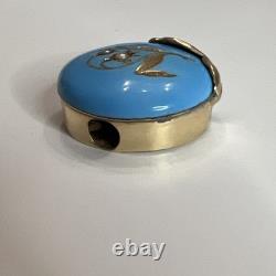 Antique 14k Yellow Gold Blue Enamel Lily Slider Bracelet Watch Chain Fob Charm