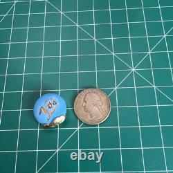 Antique 14k Yellow Gold Blue Enamel Lily Slider Bracelet Watch Chain Fob Charm