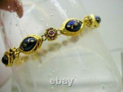 Antique 18ct Gold Real Ruby Blue Enamel Bracelet 23.8 gms