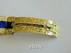 Antique 18k Gold 1880's Appr. 1.10 Ct Rough Cut Diamonds & Blue Enamel Bracelet