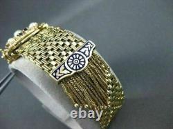 Antique. 60ct Sapphire 14kt Y Gold Pearl & Blue Enamel Tassel Bracelet #19994