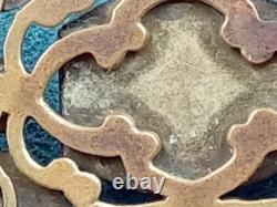 Antique 7.5 Long Signed & Enamel Link Bracelet w. Cabochon Blue Glass Links Antique 7.5 Long Signed & Enamel Link Bracelet w. Cabochon Blue Glass Links