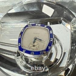 Antique Ardaco Blue Enamel Bezel Art Deco Mechanical Watch Runs