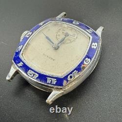 Antique Ardaco Blue Enamel Bezel Art Deco Mechanical Watch Runs