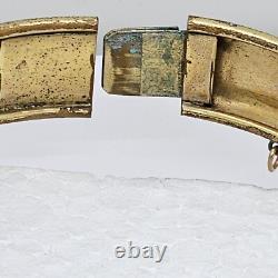 Antique Art Deco Silver & Gold filled Bangle Bracelet enamel with blue Rhinestone