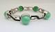 Antique Art Deco Sterling Silver Bracelet With Enamel & Amazonite Cabochons