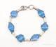 Antique Blue Enamel Flower Pattern Sterling Silver Bracelet