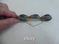 Antique Blue Enamel Lapis Sterling Silver Bracelet China 7