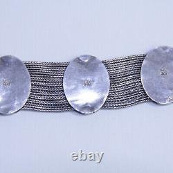 Antique Blue Enamel Multi Strand Chain Bracelet 900 Silver 7.25