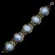 Antique Bracelet Blue Swirl Czech Glass Art Nouveau Deco Flower Gold Tone Vtg