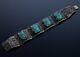 Antique Chinese Carved Turquoise Enamel Silver Bracelet C. 1890