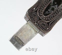 Antique Chinese Export Chunky Turquoise Enamel Filigree Panel Bracelet 6.75