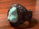 Antique Chinese Export Silver Filigree Enamel Lg Turquoise Stone Cuff Bracelet