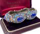 Antique Chinese Export Silver Sterling Blu Lapis Lazuli Cabochon Enamel Bracelet