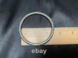 Antique Chinese Export Sterling Silver Enamel Cloisonne Bangle Bracelet
