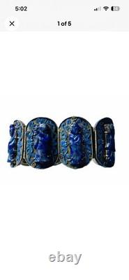 Antique Chinese Lapis, Enamel Bracelet. Rare Opportunity, Original Old Bracelet