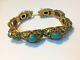 Antique Chinese Sterling Silver Bracelet Natural Enameled Turquoise (m1776)