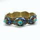 Antique Chinese Silver Gilt, Enamel And Turquoise Bracelet