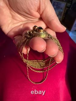 Antique Collector Austro Hungarian Brass Enamel Bracelet Blue Stones 1880-1910