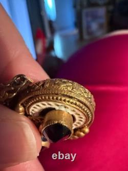 Antique Collector Austro Hungarian Brass Enamel Bracelet Blue Stones 1880-1910