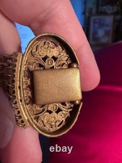 Antique Collector Austro Hungarian Brass Enamel Bracelet Blue Stones 1880-1910