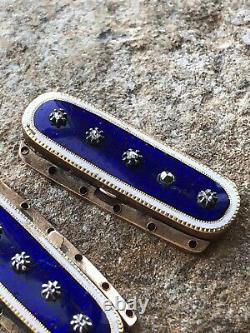 Antique Georgian Gold Blue Enamel And Diamond Mourning Jewellery Bracelet
