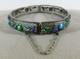 Antique Hinge Filigree Sterling Silver Bracelet Inlaid With Enamel Blue Green