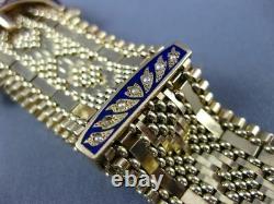 Antique Large Aaa Blue Enamel 14kt Yellow Gold 3d Classic Tassel Bracelet #2169