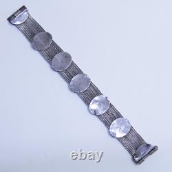 Antique Russian 84 NU 900 Silver Blue Enamel Multi Wheat Chain Bracelet 7.25