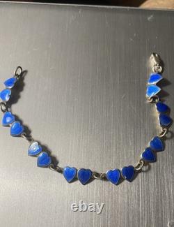 Antique Sterling Blue Enamel NORWAY JEWELRY BRACELET OPRO