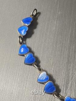 Antique Sterling Blue Enamel NORWAY JEWELRY BRACELET OPRO