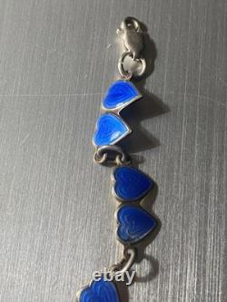 Antique Sterling Blue Enamel NORWAY JEWELRY BRACELET OPRO