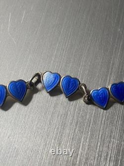 Antique Sterling Blue Enamel NORWAY JEWELRY BRACELET OPRO