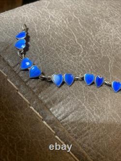 Antique Sterling Blue Enamel NORWAY JEWELRY BRACELET OPRO