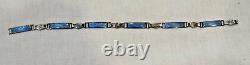 Antique Sterling Silver & Blue Guilloche Enamel Bracelet