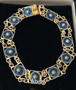 Antique Sterling Silver Bracelet 800 Enamel Italian Women Jewelry Openwork Links