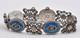 Antique Sterling Silver Guilloche Blue Enamel & Marcasite Ladies 7 Bracelet