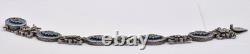 Antique Sterling Silver Guilloche Blue enamel & marcasite Ladies 7 bracelet