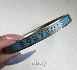 Antique Victorian Blue Enamel Souvenir Silver Bracelet