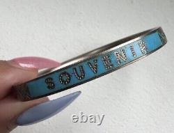 Antique Victorian Blue Enamel Souvenir Silver Bracelet