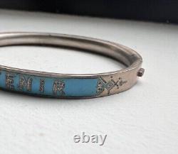 Antique Victorian Blue Enamel Souvenir Silver Bracelet