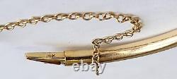 Antique Victorian Solid Gold Blue Enamel Diamond Hinged Tube Bangle Bracelet Wow