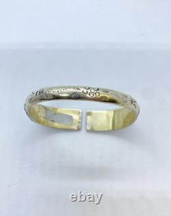 Antique Vintage Chinese Silver Blue Enamel Bracelet Repousse