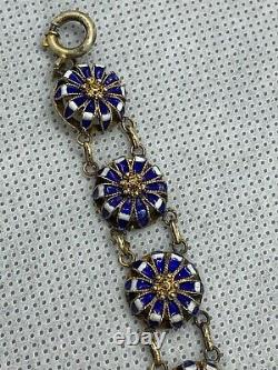 Antique Vintage Victorian French Blue and White Enamelled Bracelet