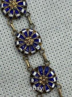 Antique Vintage Victorian French Blue and White Enamelled Bracelet