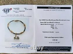 Appraised 14k/18k Gold Blue DIAMONDS Bracelet With 18k Scooter ENAMEL Fob